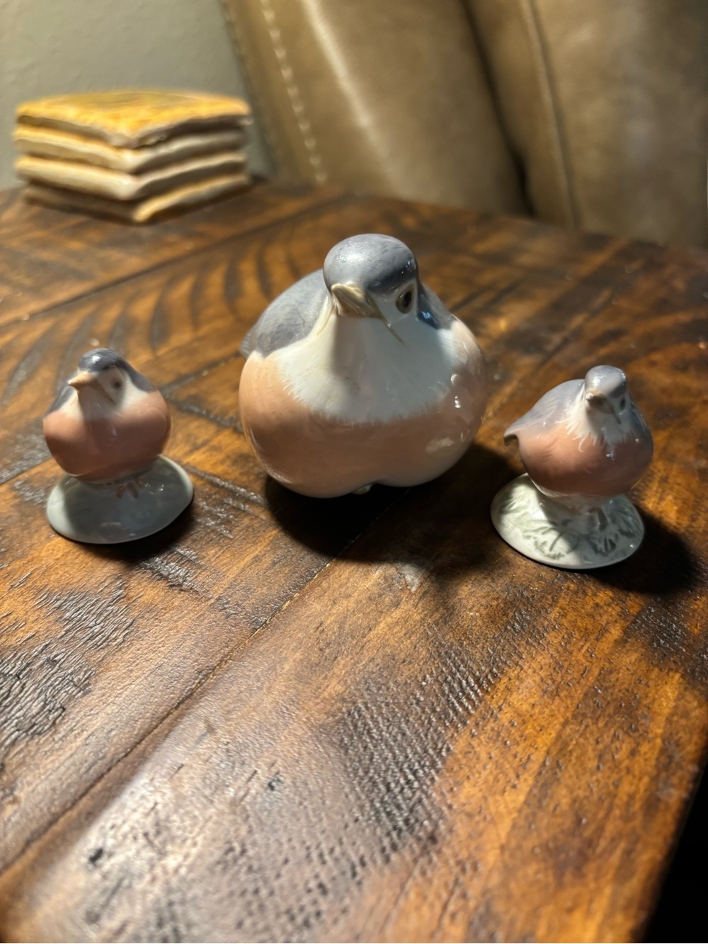 Royal Copenhagen Denmark Porcelain Bird Figurine Trio Fat Robin #2266 #2238